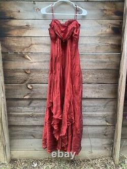 Night Way womens size 8 dress red polyester vampire gothic long gown vintage 90s