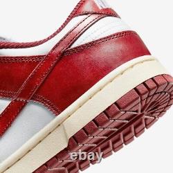 Nike Dunk Low PRM Vintage Team Red Sneakers FJ4555 100 Womens Size 6.5