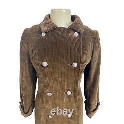 Originala Vintage 1960's Corduroy Maroon Double Breasted Women's Long Coat