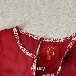 Oscar De La Renta 1970's Red Silk Mod Housedress Lined Short Dress Women's 12