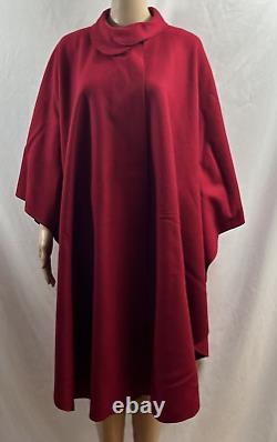 Osgood Smuk Dark Red Coat Cape Collared Wool Blend Wide Sleeves Vintage