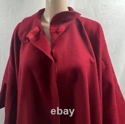 Osgood Smuk Dark Red Coat Cape Collared Wool Blend Wide Sleeves Vintage