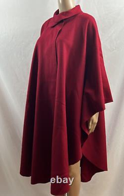 Osgood Smuk Dark Red Coat Cape Collared Wool Blend Wide Sleeves Vintage