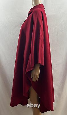 Osgood Smuk Dark Red Coat Cape Collared Wool Blend Wide Sleeves Vintage