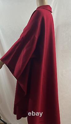 Osgood Smuk Dark Red Coat Cape Collared Wool Blend Wide Sleeves Vintage