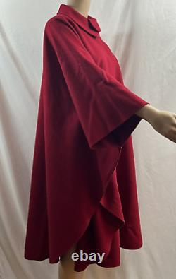 Osgood Smuk Dark Red Coat Cape Collared Wool Blend Wide Sleeves Vintage