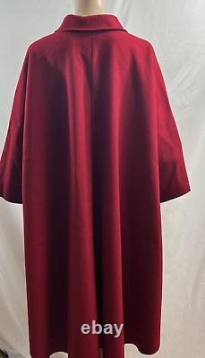 Osgood Smuk Dark Red Coat Cape Collared Wool Blend Wide Sleeves Vintage