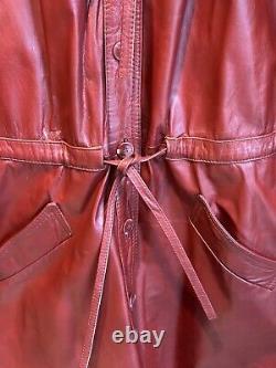 Oxblood Red Leather Trench Coat Vintage Sz Medium/Large 13/14 Fashion Duster