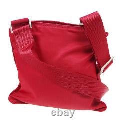 PRADA Cross Body Shoulder Bag #26 Purse Red Nylon Italy Vintage Auth JT09491