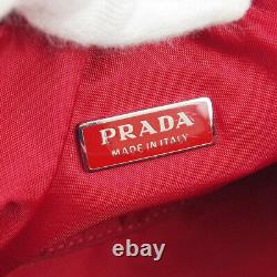 PRADA Logos Hand Bag Pouch #28 Purse Red Nylon Vintage Italy Authentic 00658