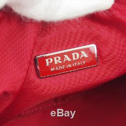 PRADA Logos Hand Bag Pouch #28 Purse Red Nylon Vintage Italy Authentic AK39743