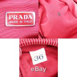 PRADA Logos Hand Bag Red Nylon Canvas Italy Vintage Authentic #LL569 Y
