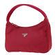 Prada Logos Hand Bag Red Nylon Made In Italy Vintage Authentic #ac350 O