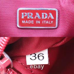 PRADA Logos Hand Bag Red Nylon Made in Italy Vintage Authentic #AC350 O