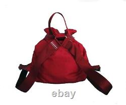PRADA Small Red Nylon Vela Backpack vintage W Leather Trim Handbag