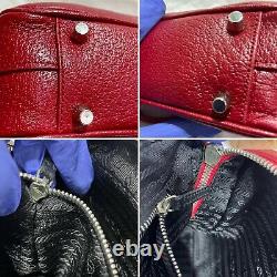 PRADA Vintage Red Cinghiale Leather Bauletto Bowler Handle Shoulder Bag