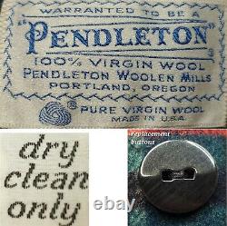 Pendleton Car Coat Womens XL Vintage 80s Wool Tartan Plaid Red Blue Green Winter
