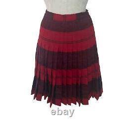 Pendleton Skirt Womens Size Small Vintage Red Reversible Pleated Plaid Wool