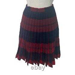 Pendleton Skirt Womens Size Small Vintage Red Reversible Pleated Plaid Wool