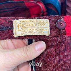 Pendleton Skirt Womens Size Small Vintage Red Reversible Pleated Plaid Wool