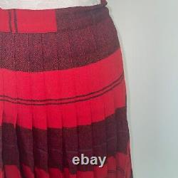 Pendleton Skirt Womens Size Small Vintage Red Reversible Pleated Plaid Wool