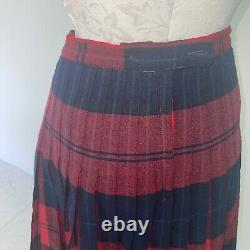 Pendleton Skirt Womens Size Small Vintage Red Reversible Pleated Plaid Wool