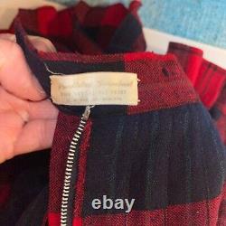 Pendleton Skirt Womens Size Small Vintage Red Reversible Pleated Plaid Wool