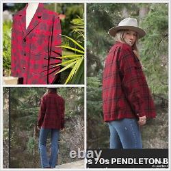Pendleton Vintage Red Plaid Wool Blend Blazer Jacket Women's Size M
