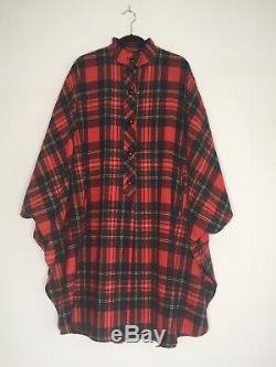 Pendleton Womens Cape Cloak Poncho Wool Plaid Red Green XL Vintage Coat Jacket
