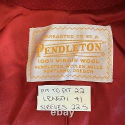 Pendleton Womens Trench Red Wool Long Coat Belt Lined 3 Button Belted Vintage