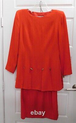 Pierre Balmain Paris Vintage Red Gold Charm Jacket Skirt Suit sz 6