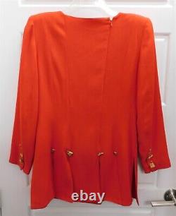 Pierre Balmain Paris Vintage Red Gold Charm Jacket Skirt Suit sz 6