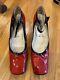 Prada Vintage Red And Black Patent Heels Pumps Womens 38