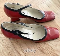 Prada Vintage Red And Black Patent Heels pumps womens 38