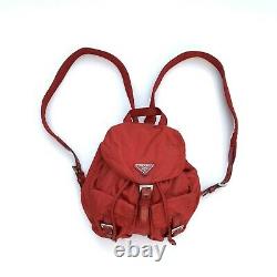 Prada Vintage Small Backpack Bag Red Nylon 2 Buckles Authentic