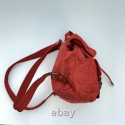 Prada Vintage Small Backpack Bag Red Nylon 2 Buckles Authentic