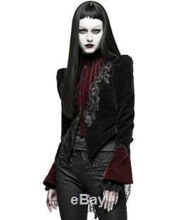 Punk Rave Womens Gothic Jacket Black Red Velvet Steampunk VTG Victorian Vampire