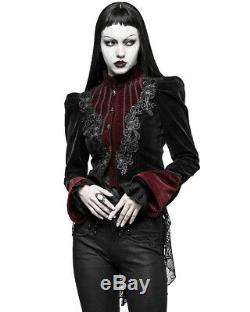 Punk Rave Womens Gothic Jacket Black Red Velvet Steampunk VTG Victorian Vampire