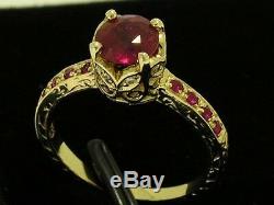 R182- VINTAGE style 9ct SOLID Gold Natural RUBY & Diamond Engagement Ring size M