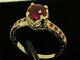R182- Vintage Style 9ct Solid Gold Natural Ruby & Diamond Engagement Ring Size M