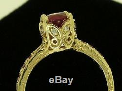 R182- VINTAGE style 9ct SOLID Gold Natural RUBY & Diamond Engagement Ring size M