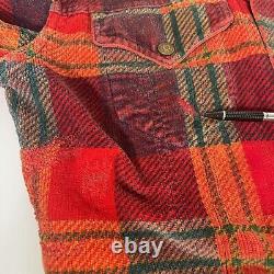 RARE 1970s Vintage Levi's Bedford Corduroy Jacket Womens Medium Red Plaid