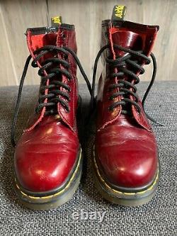 RARE Dr. Doc Martens Vintage Leather Boots Cranberry Red Made in England US7