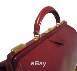 RARE Hermes Vintage Red Rouge Sac Mallette Leather Handbag Doctor Bag