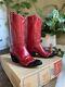 Rare Vintage Tony Lama Red Leather Western Boots Women's 7.5 Original Box
