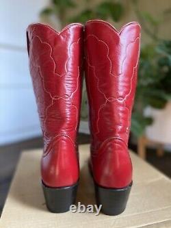 RARE Vintage Tony Lama Red Leather Western Boots Women's 7.5 Original box