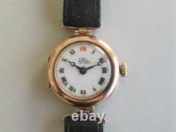 ROLEX Wristwatch W&D case VINTAGE 9k Pink GOLD RED 12 Ladies c. 1916 with box
