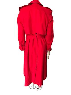 Rain Cheetahs Vintage 1970 Women's Red Button-Front Trench Coat Size 8