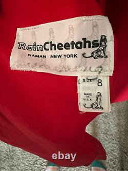 Rain Cheetahs Vintage 1970 Women's Red Button-Front Trench Coat Size 8