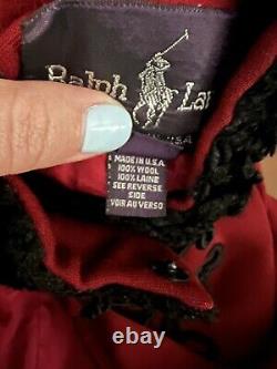 Ralph Lauren Collection Red Coat Purple Label Military Wool Jacket VTG Frog 6